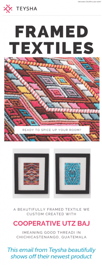 Teysha framed textiles product email