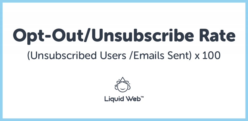 Unsubscribe rate is the number of unsubscribed users divided by the number of emails sent during a period times 100.