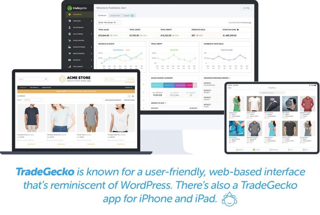 Tradegecko is known for a user-friendly, web-based interface that's reminiscent of WordPress. There's also a TradeGecko appfor iPhone and iPad.