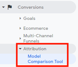 Selecting the Model Comparison Tool for Google attribution reporting