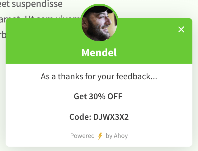 user signifies purchase intent and gets promo code