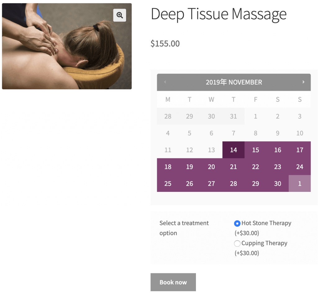 Deep tissue massage with addon and correct pricing
