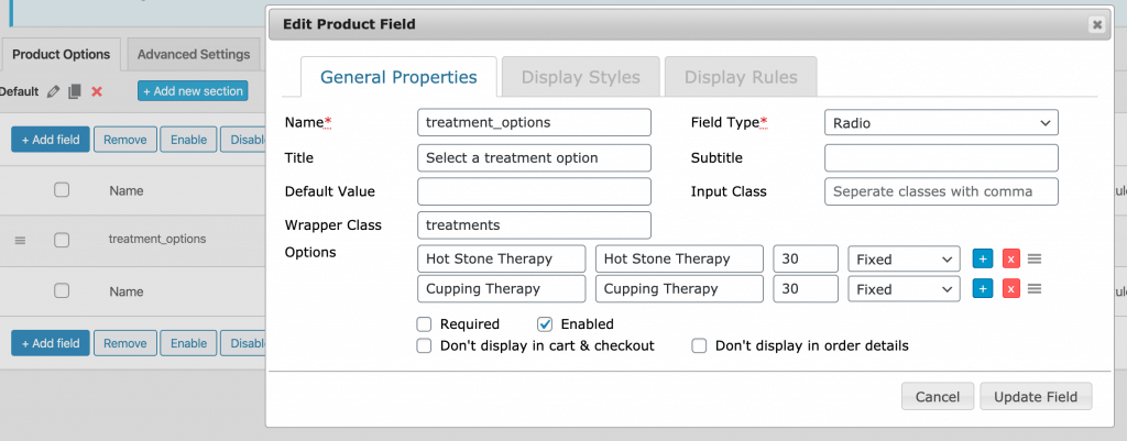 Editing a product field