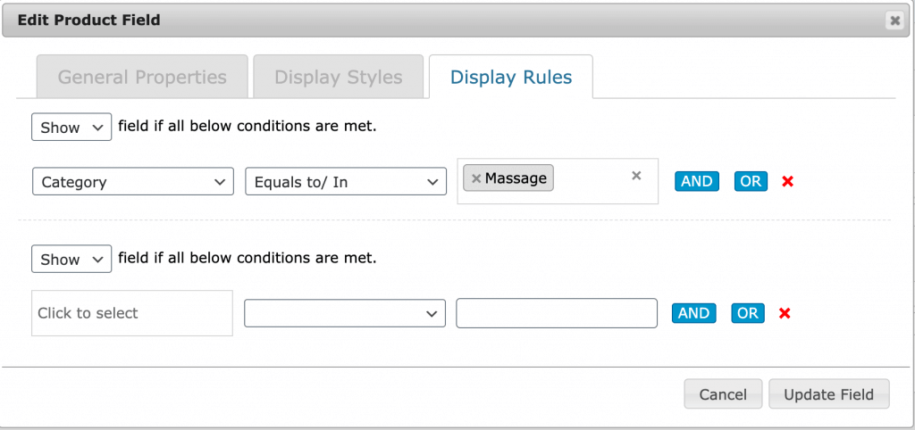 Adjusting product display options