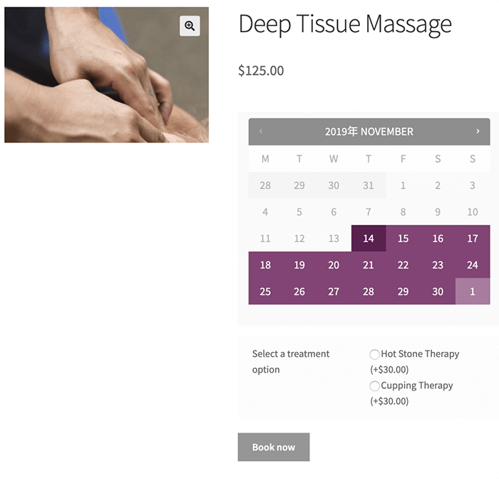 Deep tissue massage showing with addon and correct style using wrapper class